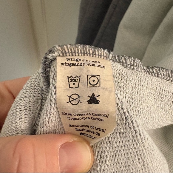 Wings + Horns Textured Gray Knit 100% Organic Cotton Robe with Belt One Size - Picture 13 of 13